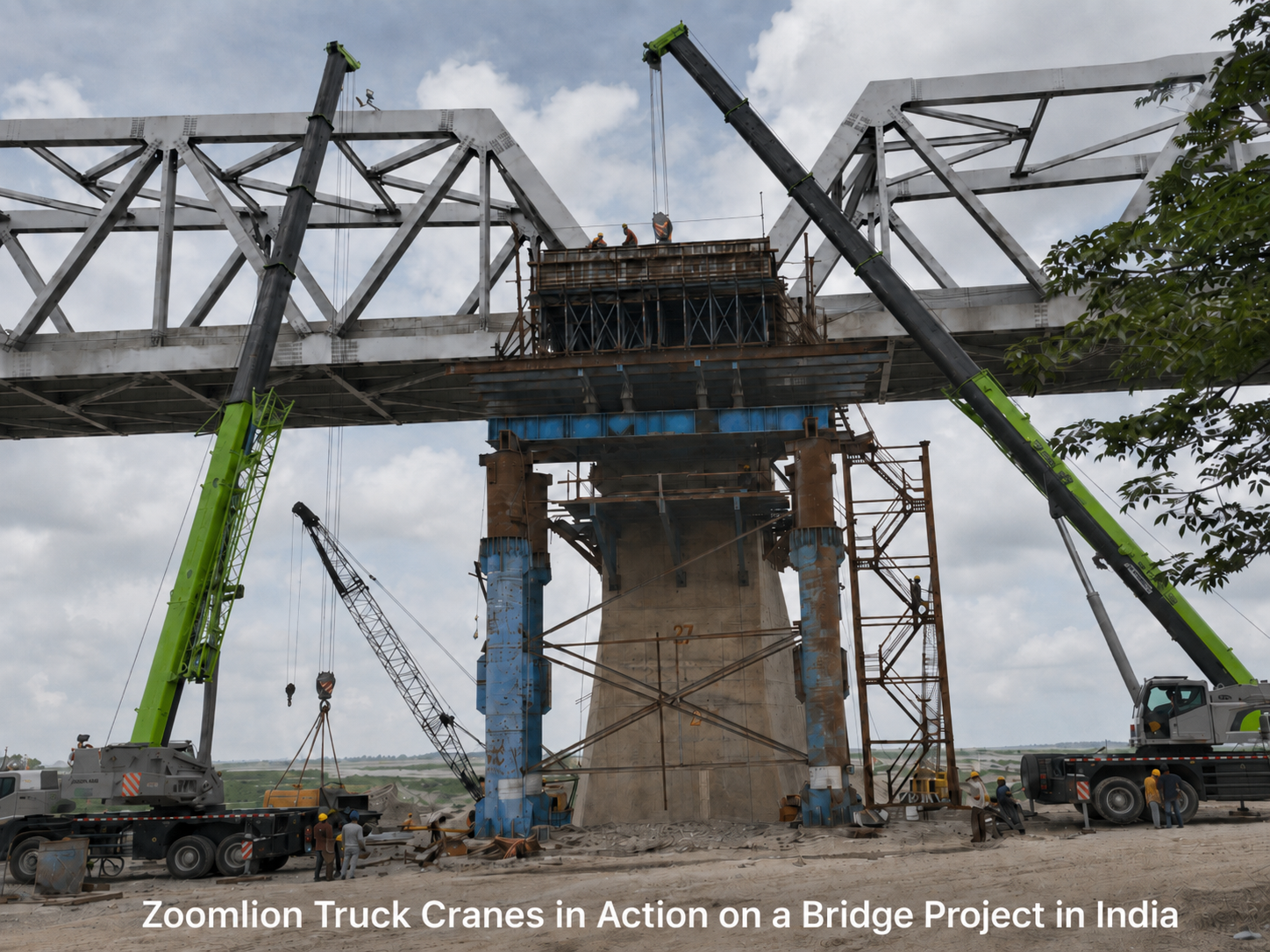 zoomlion truck crane bridge project india
